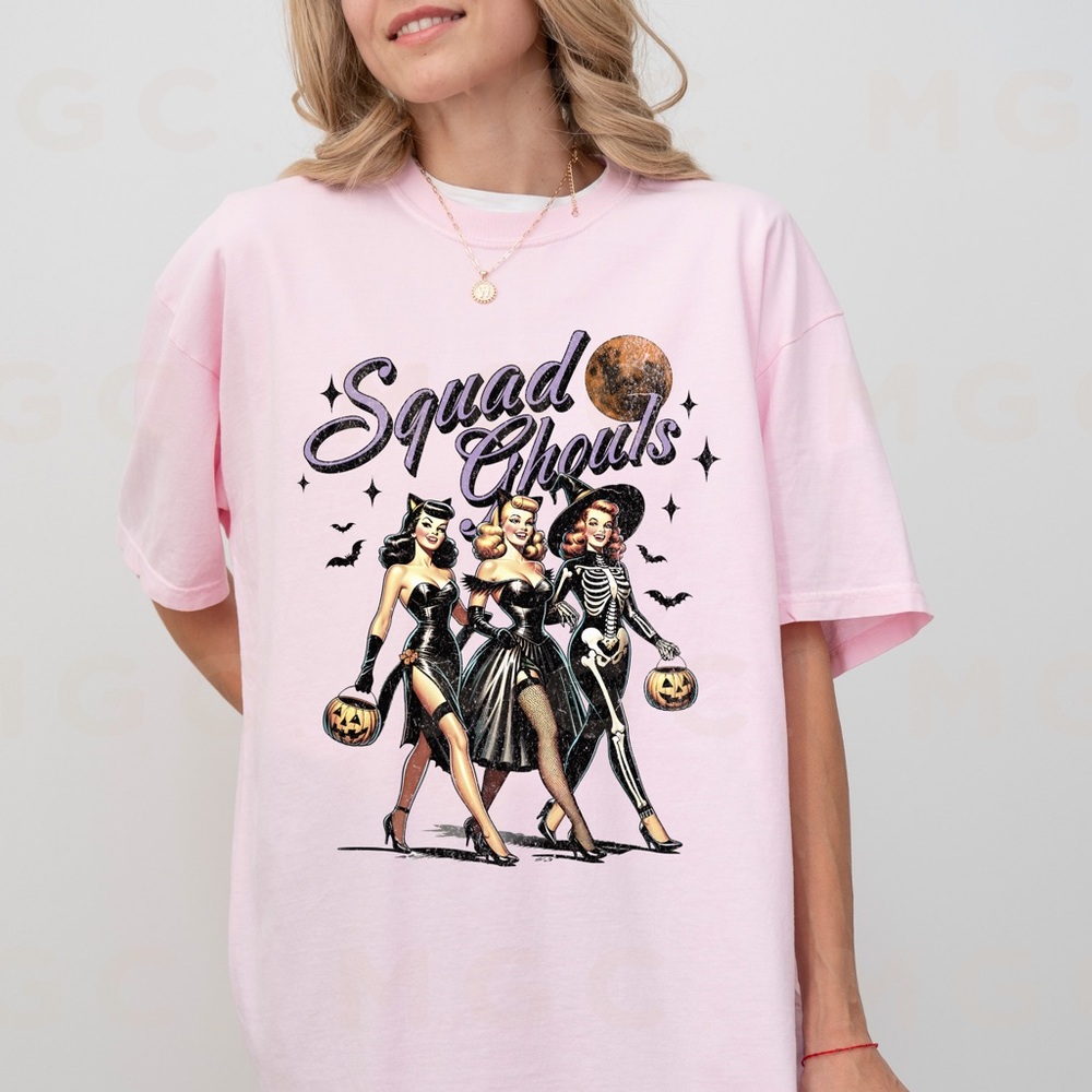 🚨 SALE 🚨 Comfort Colors Squad Ghouls Vintage Pinup Halloween Shirt